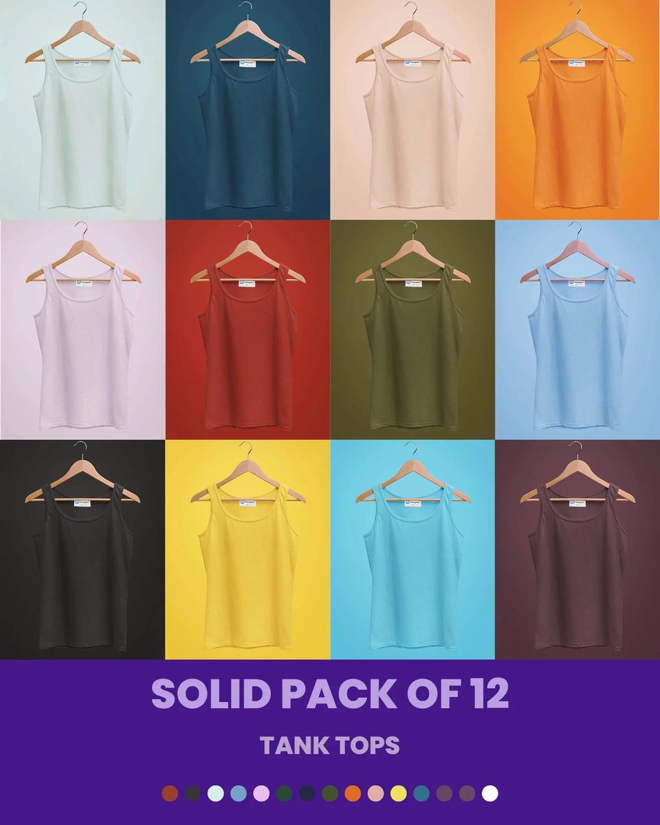 Buy Solid Pack of 12 Tank Top Online Melangebox Melangebox India