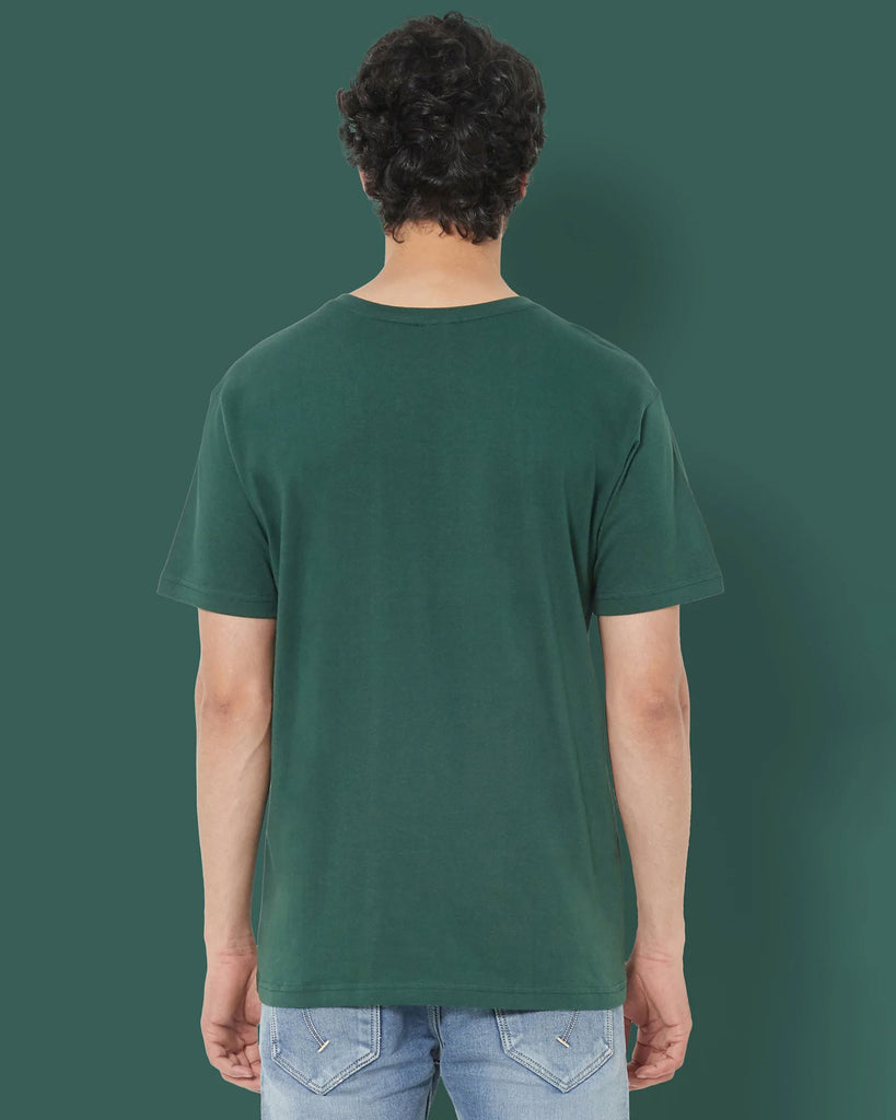 Melangebox V Neck Half Sleeves: Emerald Green