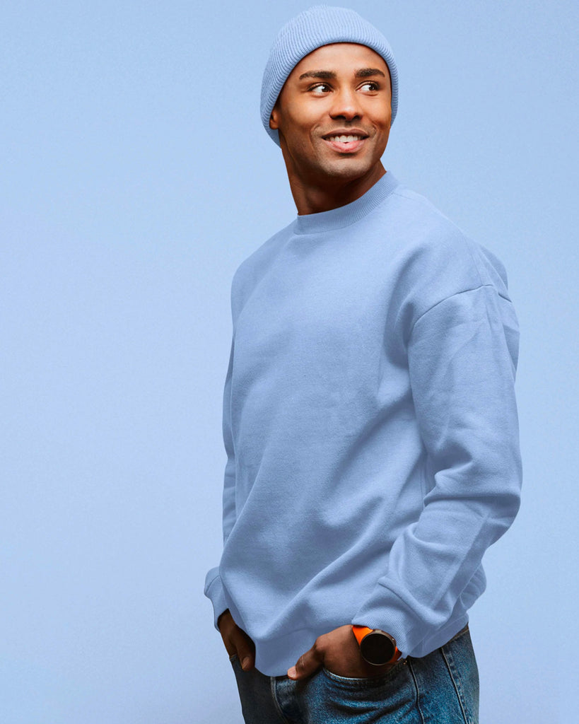 Melangebox Drop Shoulder Sweatshirt: Cyan Blue