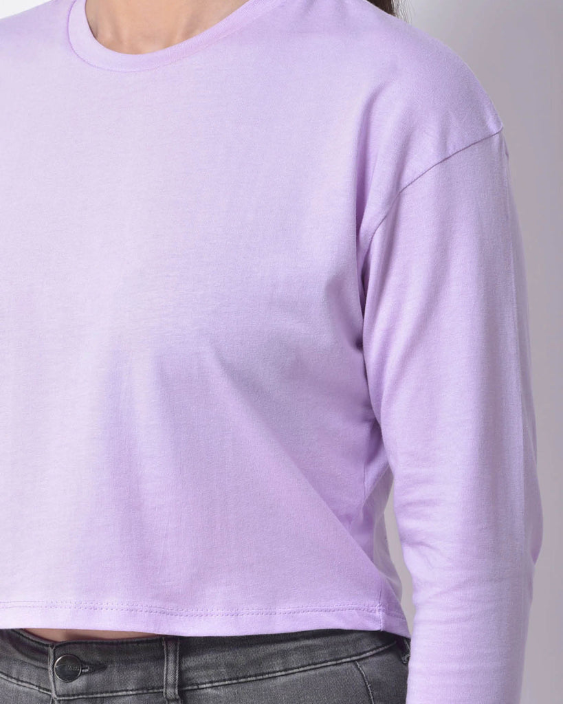 Melangebox Full Sleeves Crop Top: Lavender