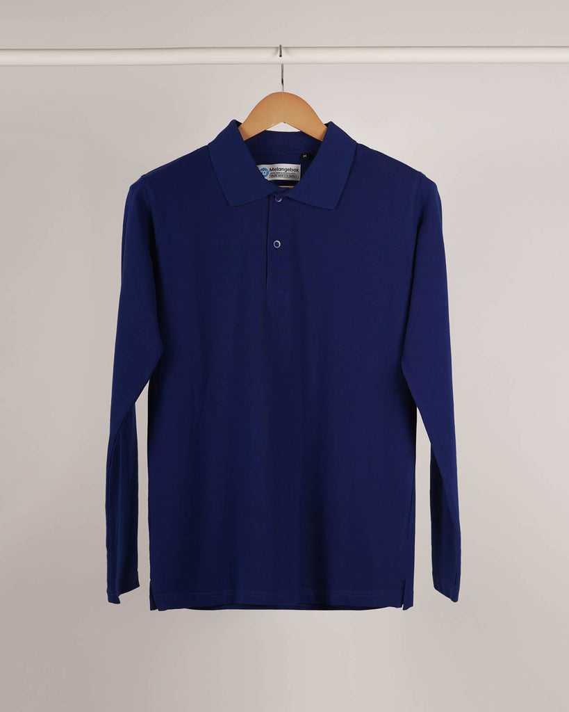 Melangebox Full Sleeves Polo Tee: Royal Blue