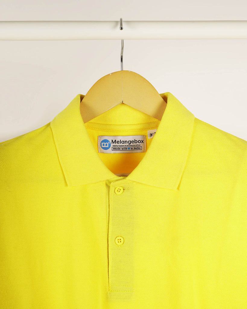 Melangebox Full Sleeves Polo Tee: Lemon Yellow