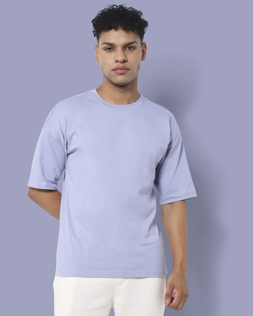 Melangebox Drop Shoulder HW Crew Tee: Periwinkle