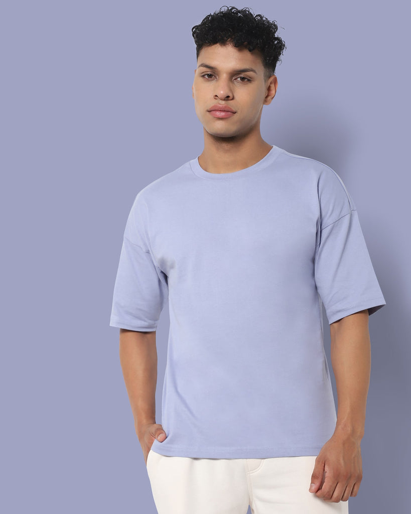 Melangebox Drop Shoulder HW Crew Tee: Periwinkle