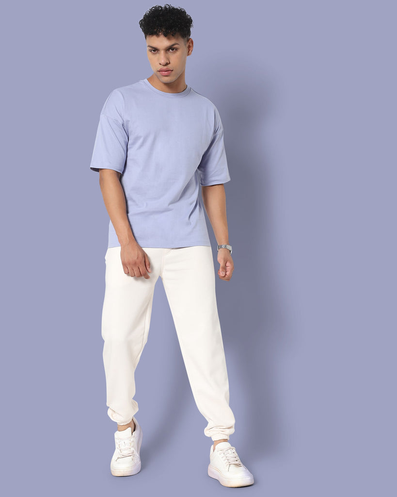 Melangebox Drop Shoulder HW Crew Tee: Periwinkle