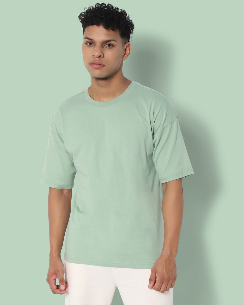 Melangebox Drop Shoulder HW Crew Tee: Tiffany Green