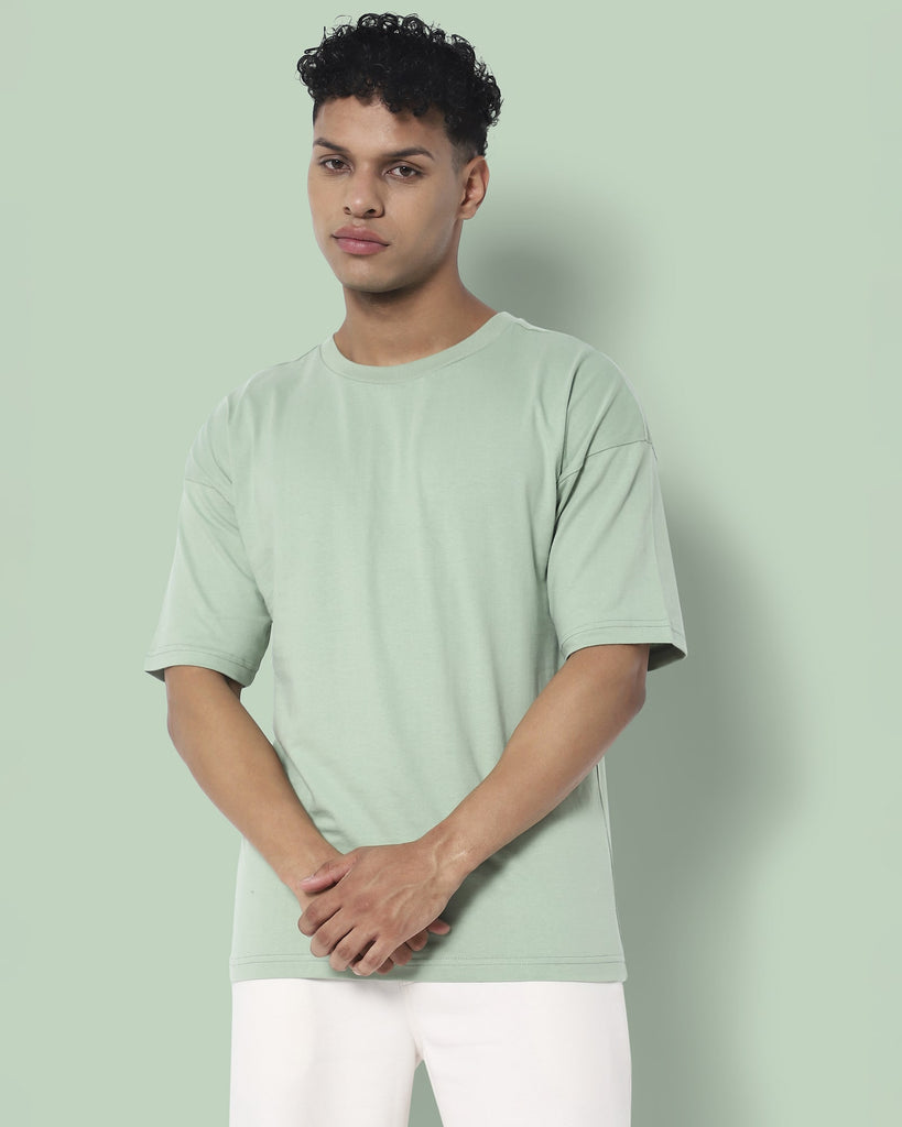 Melangebox Drop Shoulder HW Crew Tee: Tiffany Green