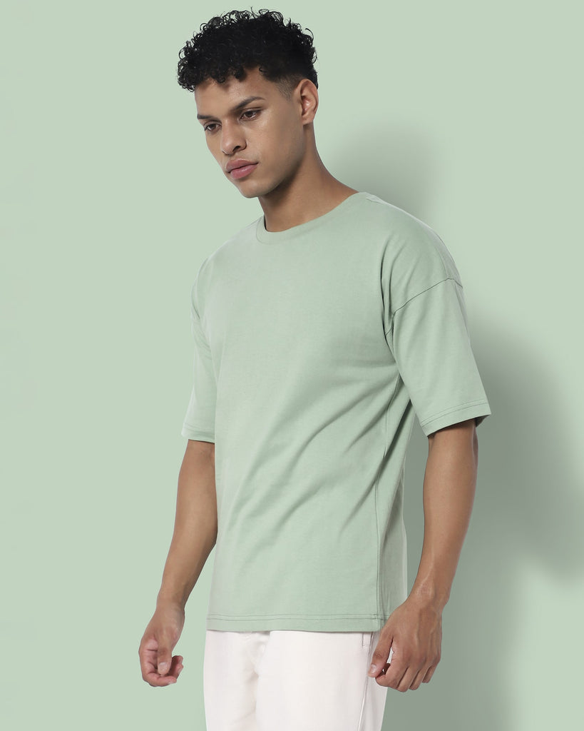 Melangebox Drop Shoulder HW Crew Tee: Tiffany Green