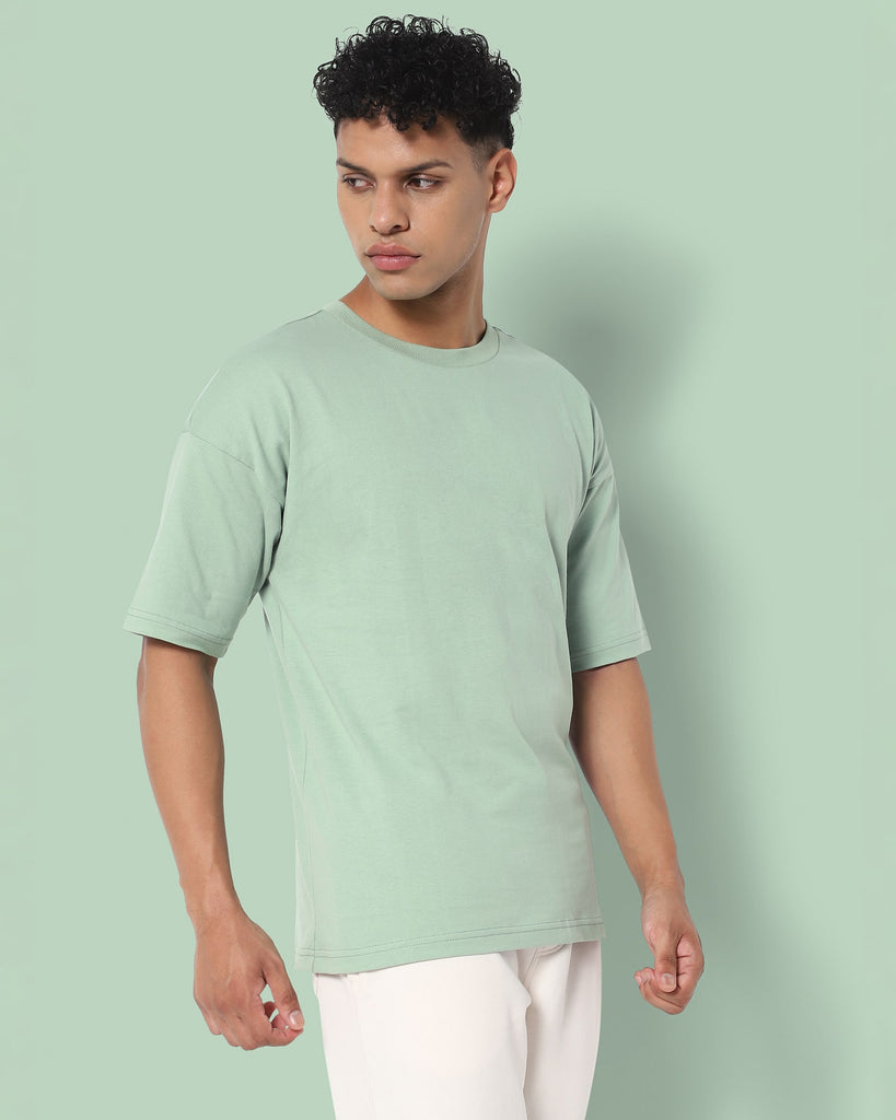 Melangebox Drop Shoulder HW Crew Tee: Tiffany Green