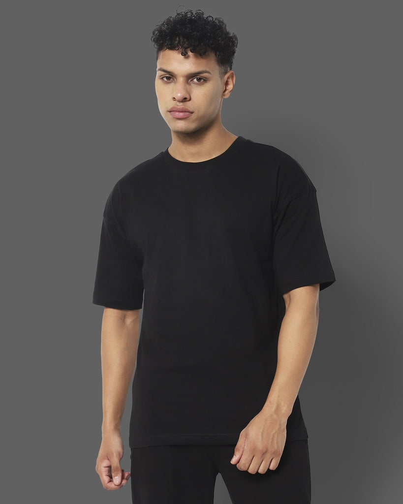 Melangebox Drop Shoulder HW Crew Tee: Black