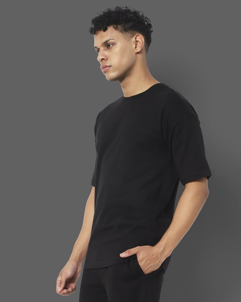 Melangebox Drop Shoulder HW Crew Tee: Black