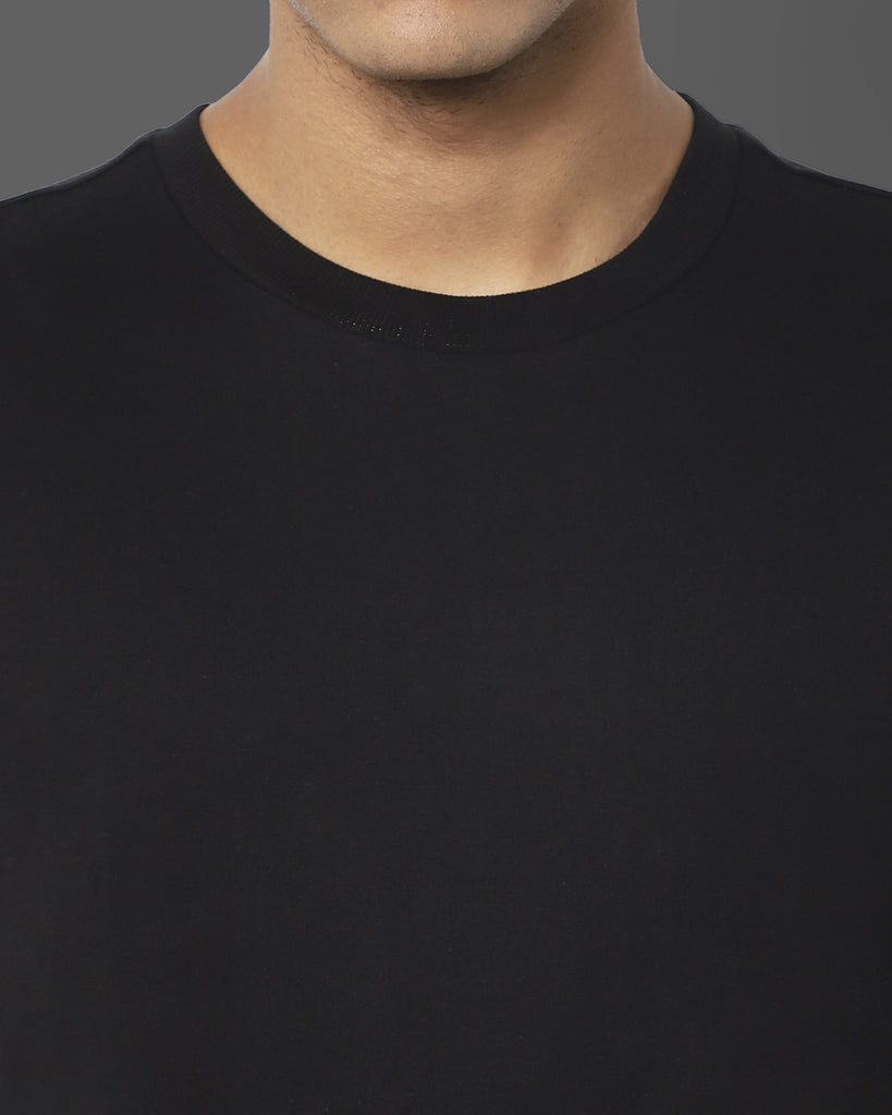 Melangebox Drop Shoulder HW Crew Tee: Black