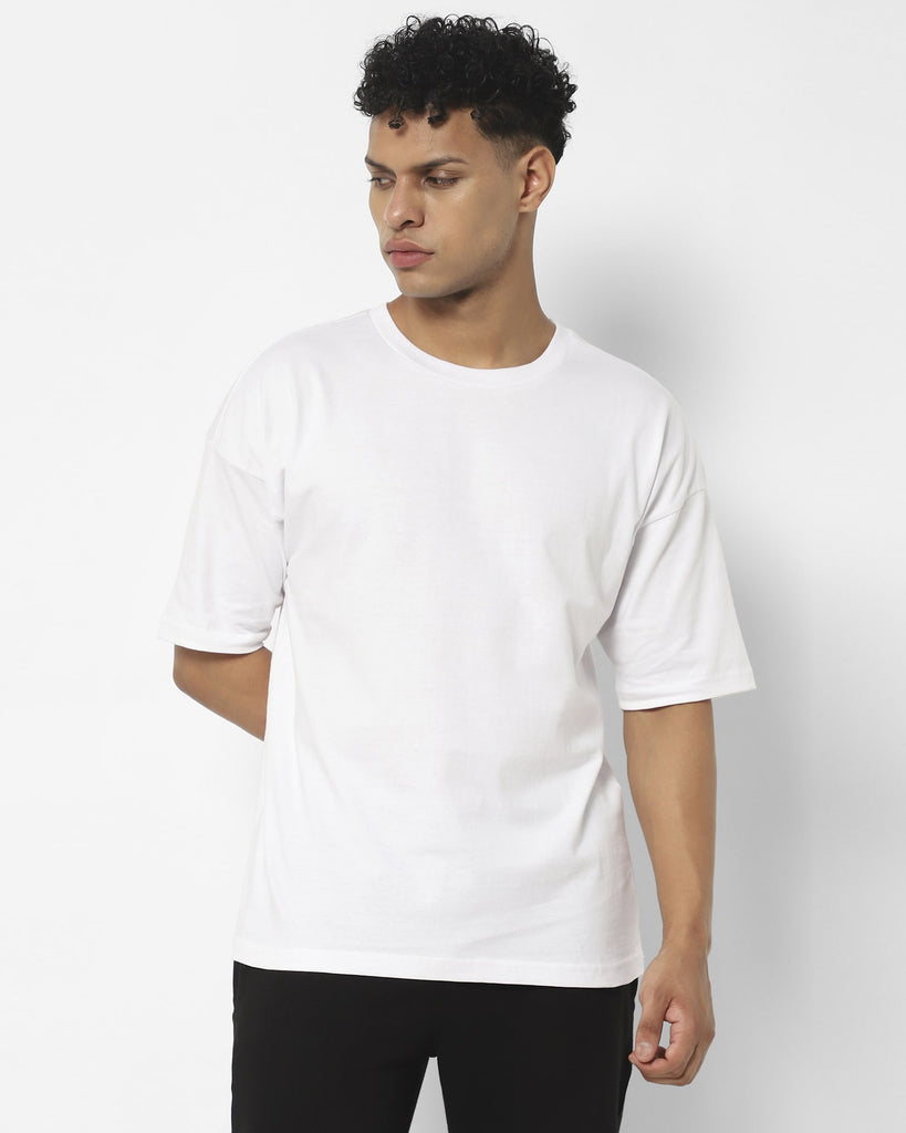 Melangebox Drop Shoulder HW Crew Tee: White