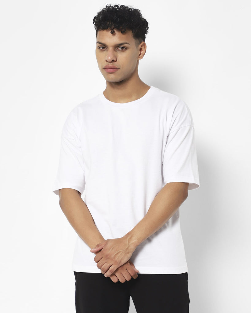 Melangebox Drop Shoulder HW Crew Tee: White