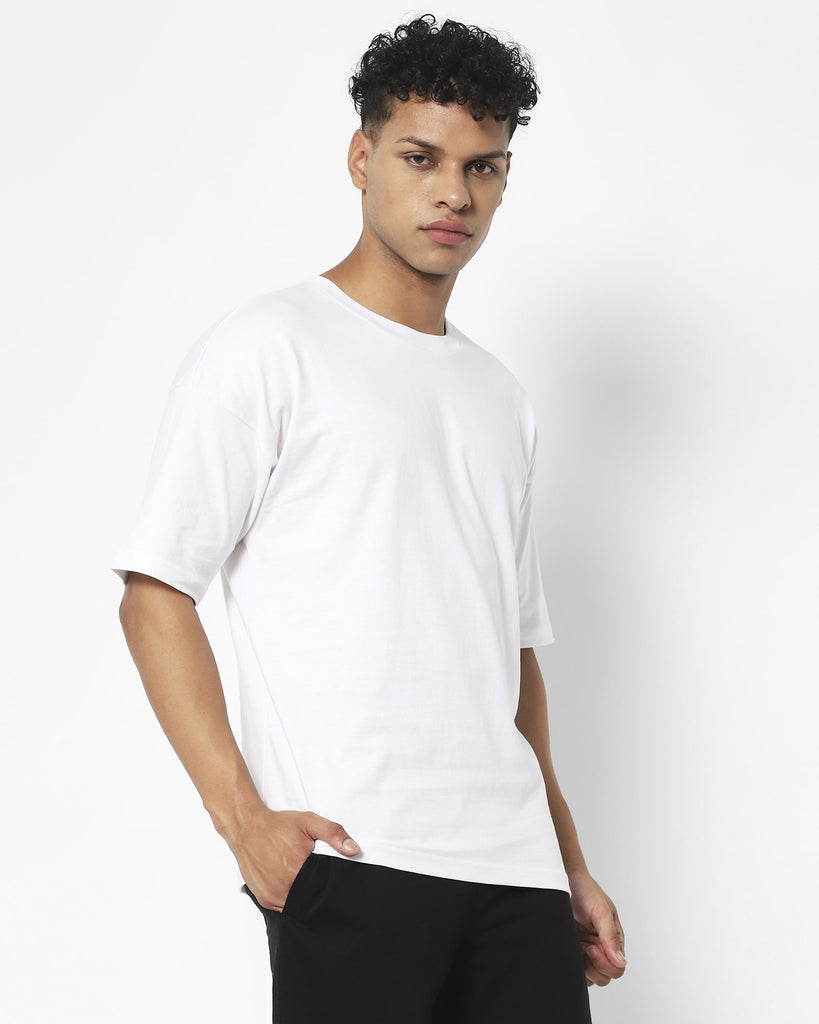 Melangebox Drop Shoulder HW Crew Tee: White