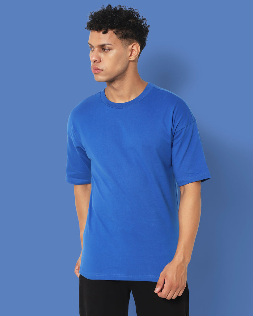 Melangebox Drop Shoulder HW Crew Tee: Cerulean