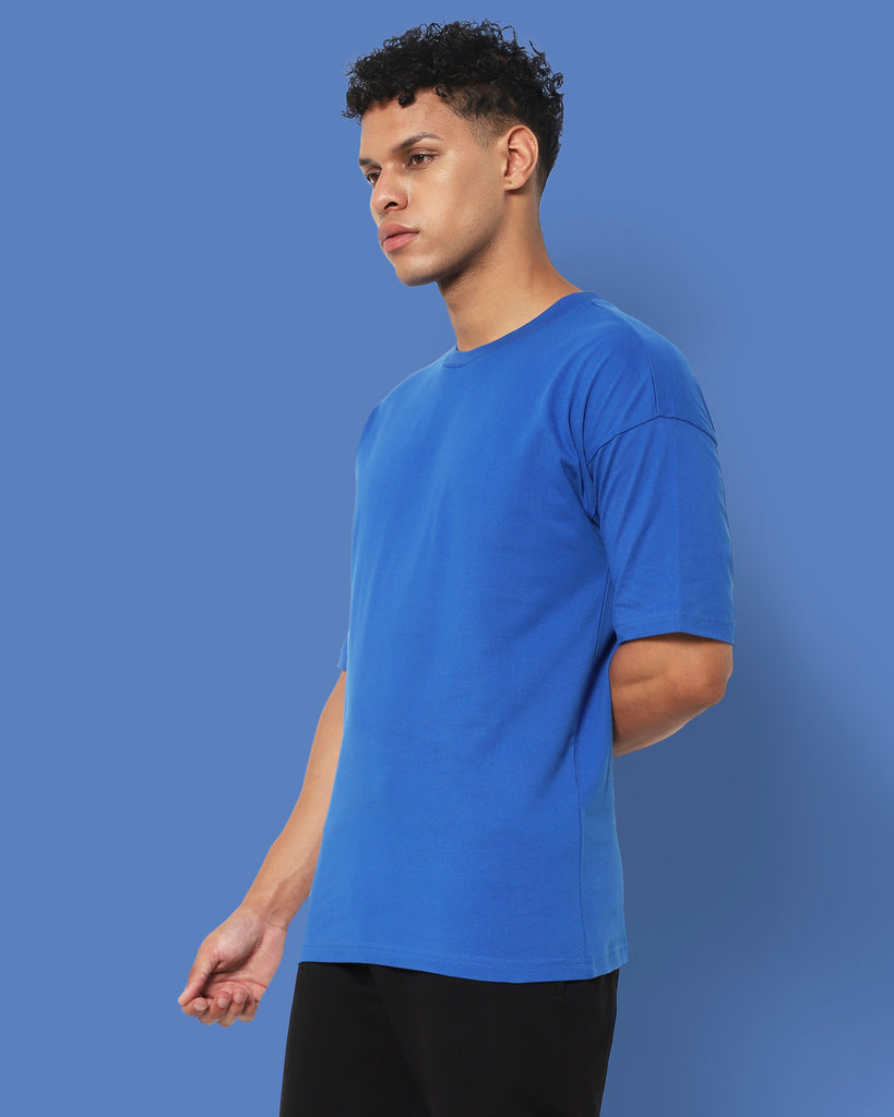 Melangebox Drop Shoulder HW Crew Tee: Cerulean