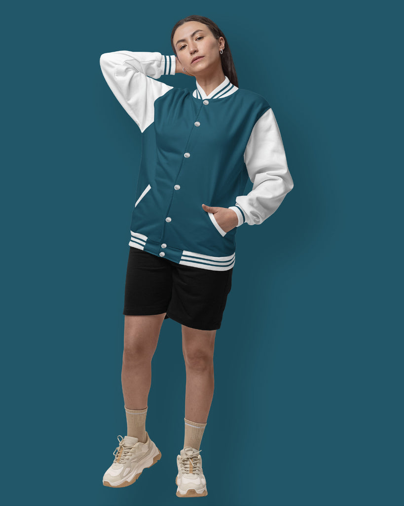 Melangebox Champion Varsity Jacket: Teal Breeze