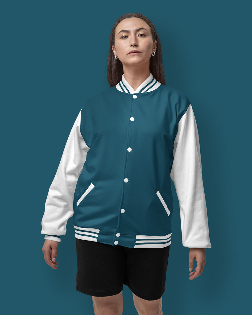 Melangebox Champion Varsity Jacket: Teal Breeze