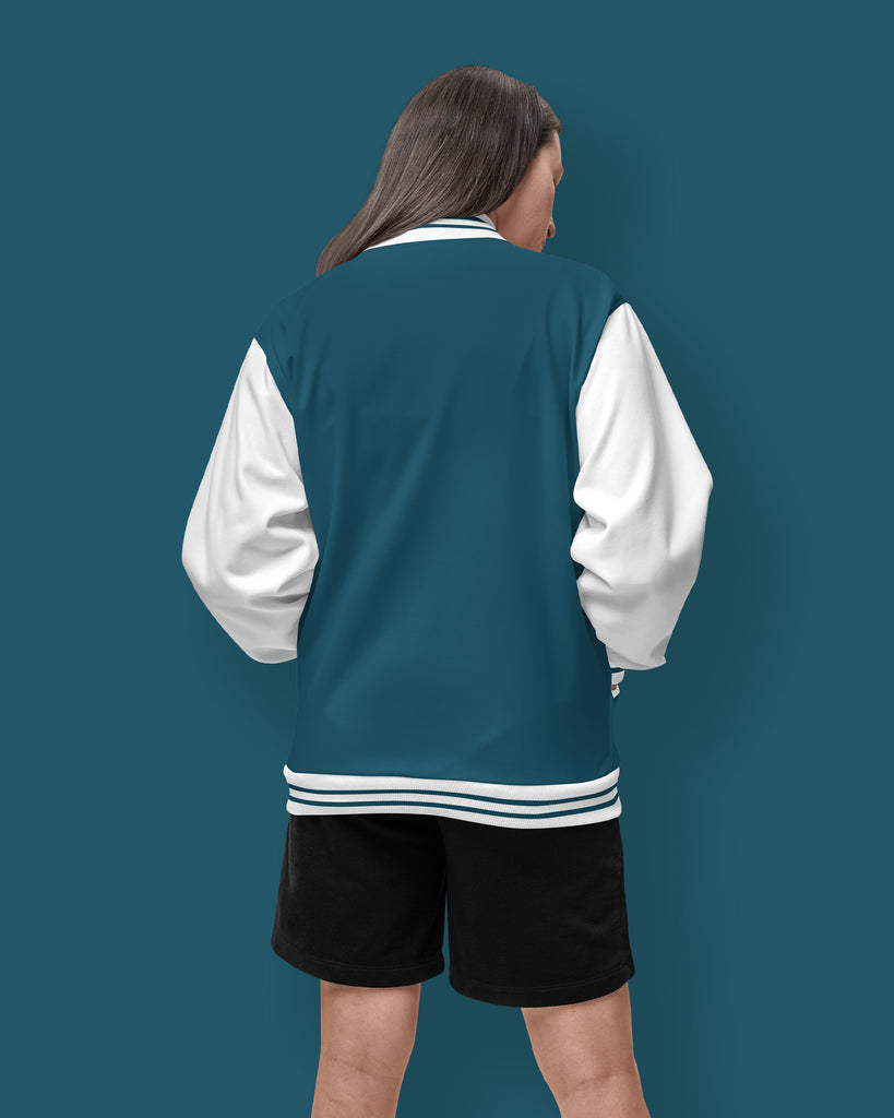 Melangebox Champion Varsity Jacket: Teal Breeze