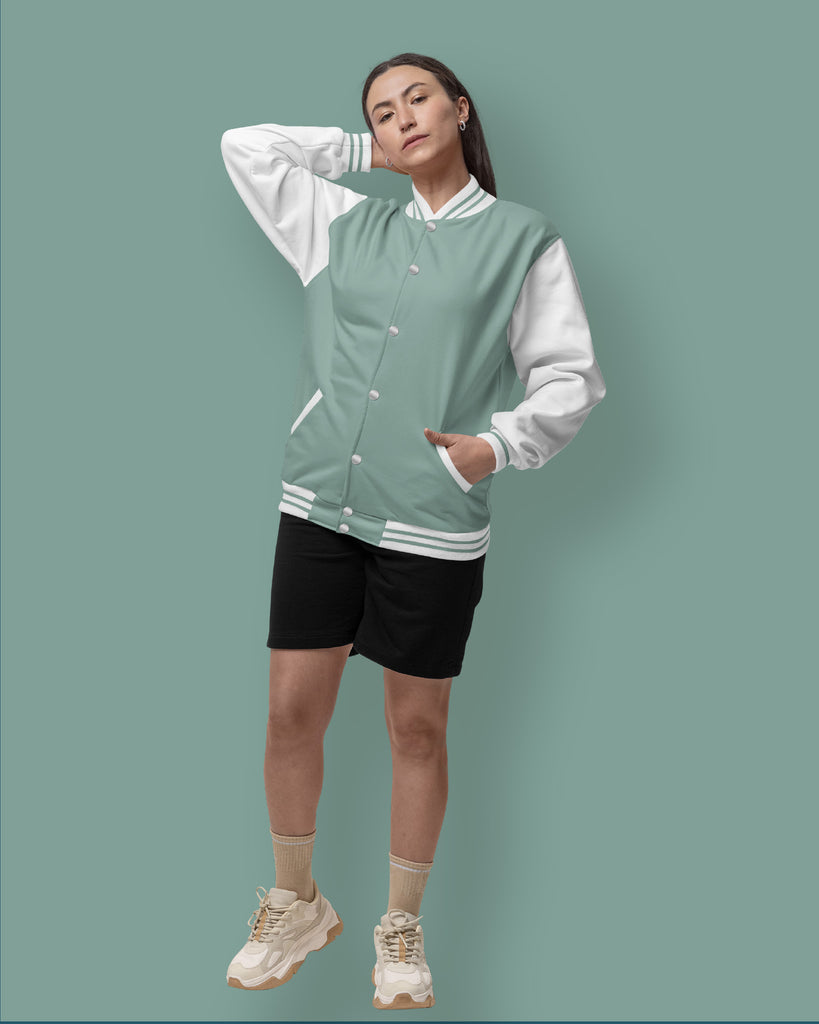 Melangebox Champion Varsity Jacket: Mint Bliss