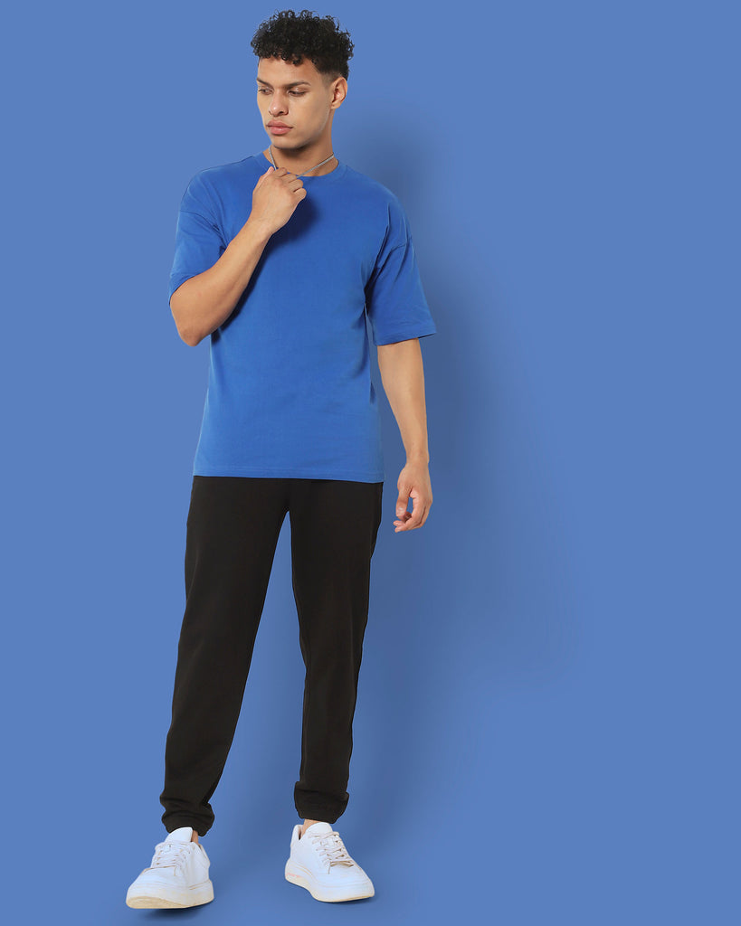 Melangebox Drop Shoulder HW Crew Tee: Cerulean