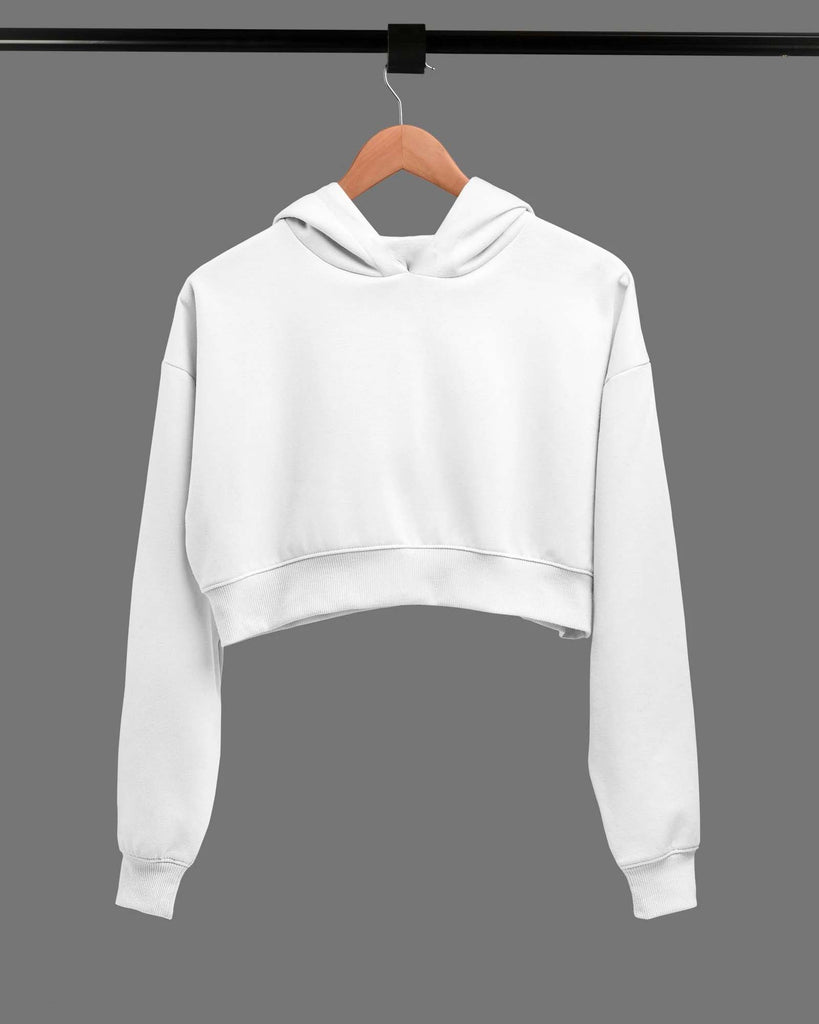 Drop Shoulder Crop Hoodie White