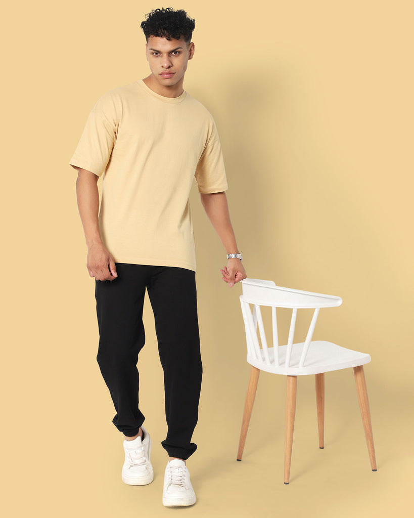 Melangebox Drop Shoulder HW Crew Tee: Butterscotch