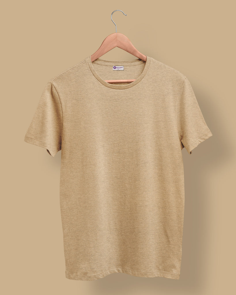 Melangebox Half Sleeves Crew Neck: Sepia Melange