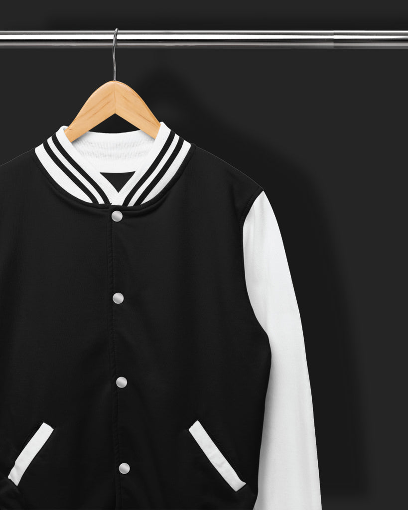 Melangebox Champion Varsity Jacket: Black & White