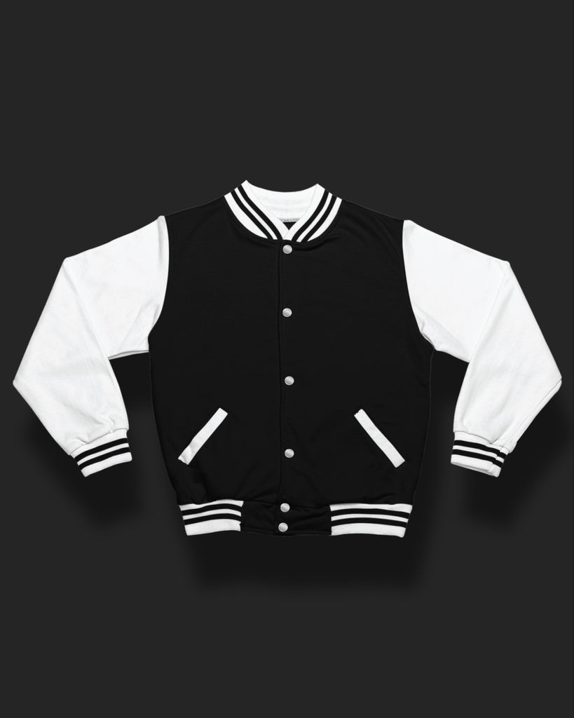 Melangebox Champion Varsity Jacket: Black & White