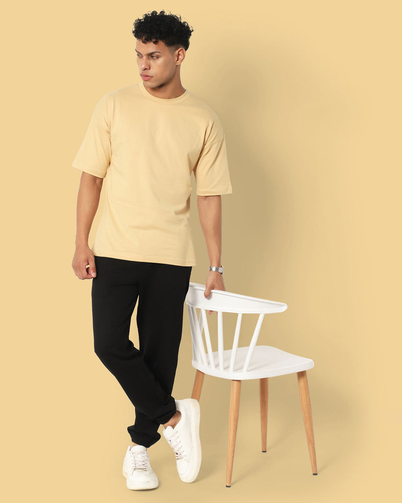 Melangebox Drop Shoulder HW Crew Tee: Butterscotch