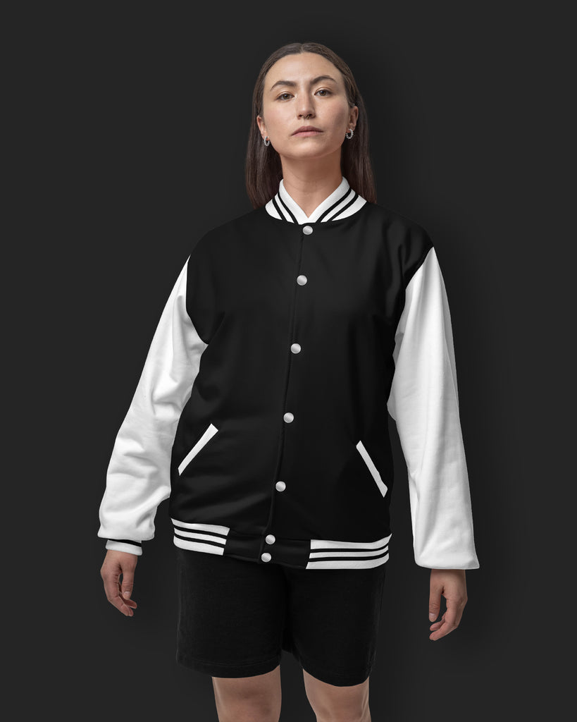 Melangebox Champion Varsity Jacket: Black & White