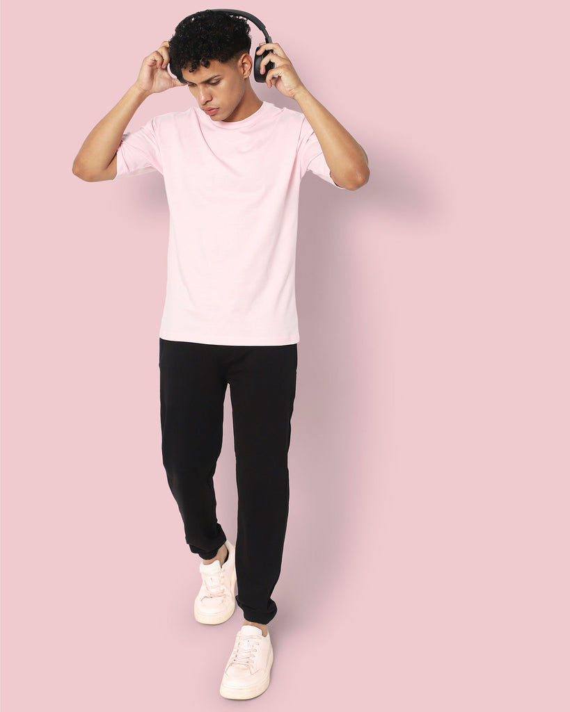 Melangebox Drop Shoulder HW Crew Tee: Baby Pink