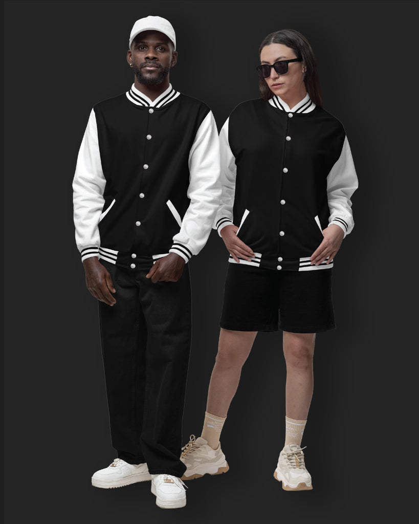 Melangebox Champion Varsity Jacket: Black & White