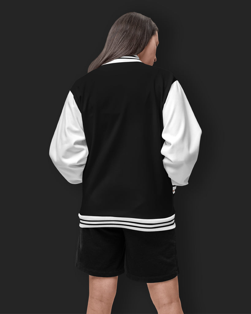 Melangebox Champion Varsity Jacket: Black & White