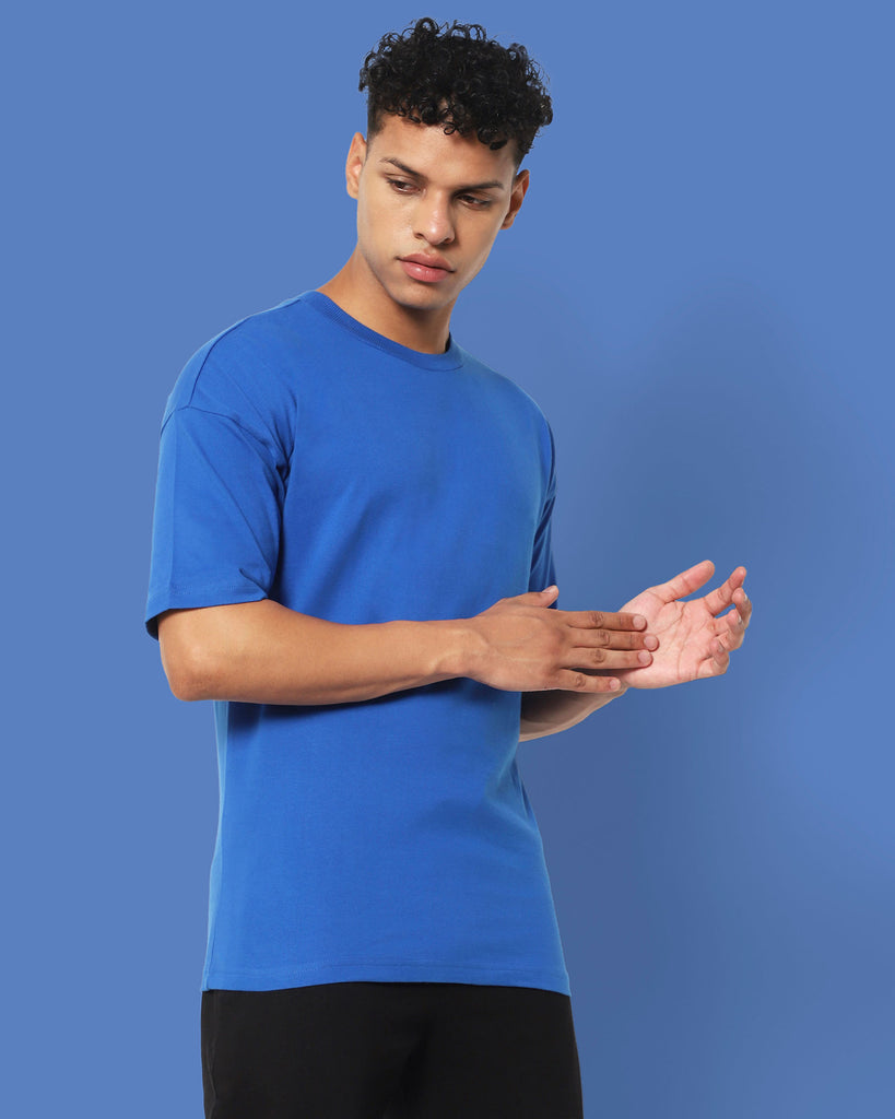 Melangebox Drop Shoulder HW Crew Tee: Cerulean