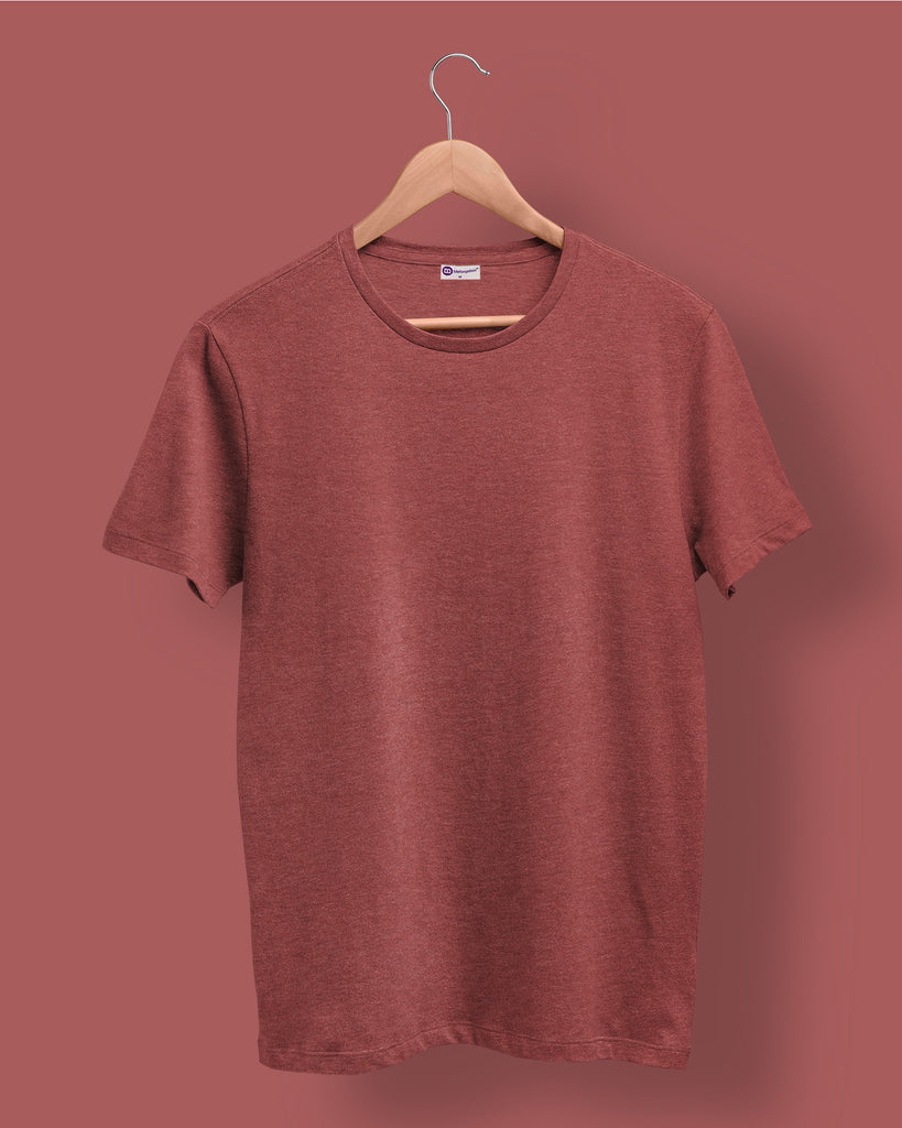 Melangebox Half Sleeves Crew Neck: Maroon Melange