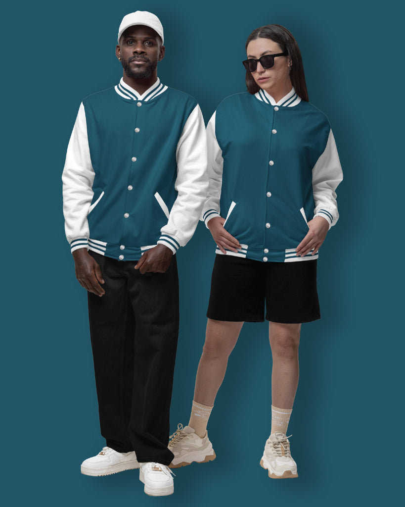 Melangebox Champion Varsity Jacket: Teal Breeze