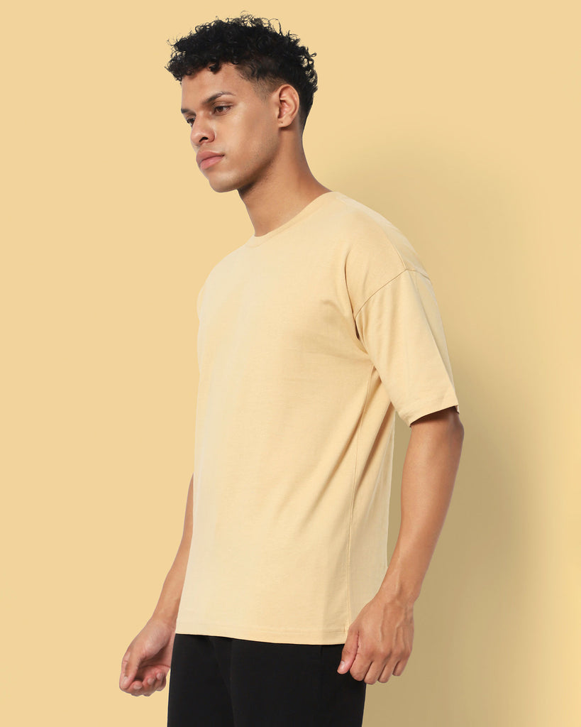 Melangebox Drop Shoulder HW Crew Tee: Butterscotch