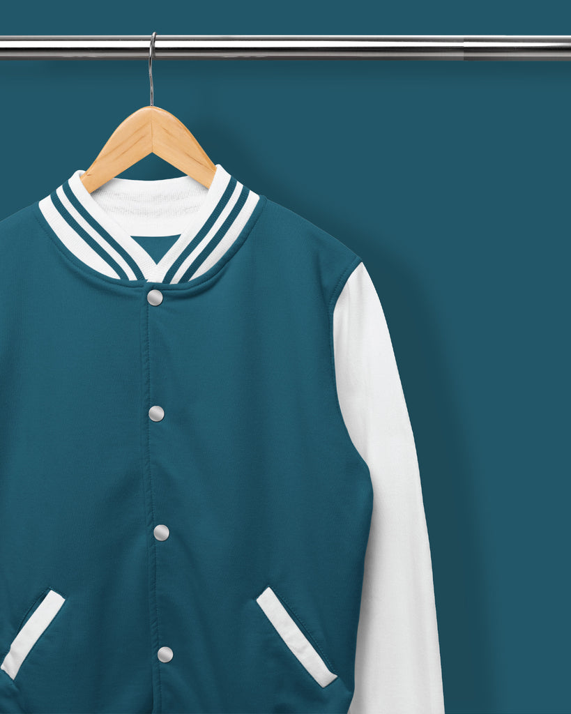 Melangebox Champion Varsity Jacket: Teal Breeze