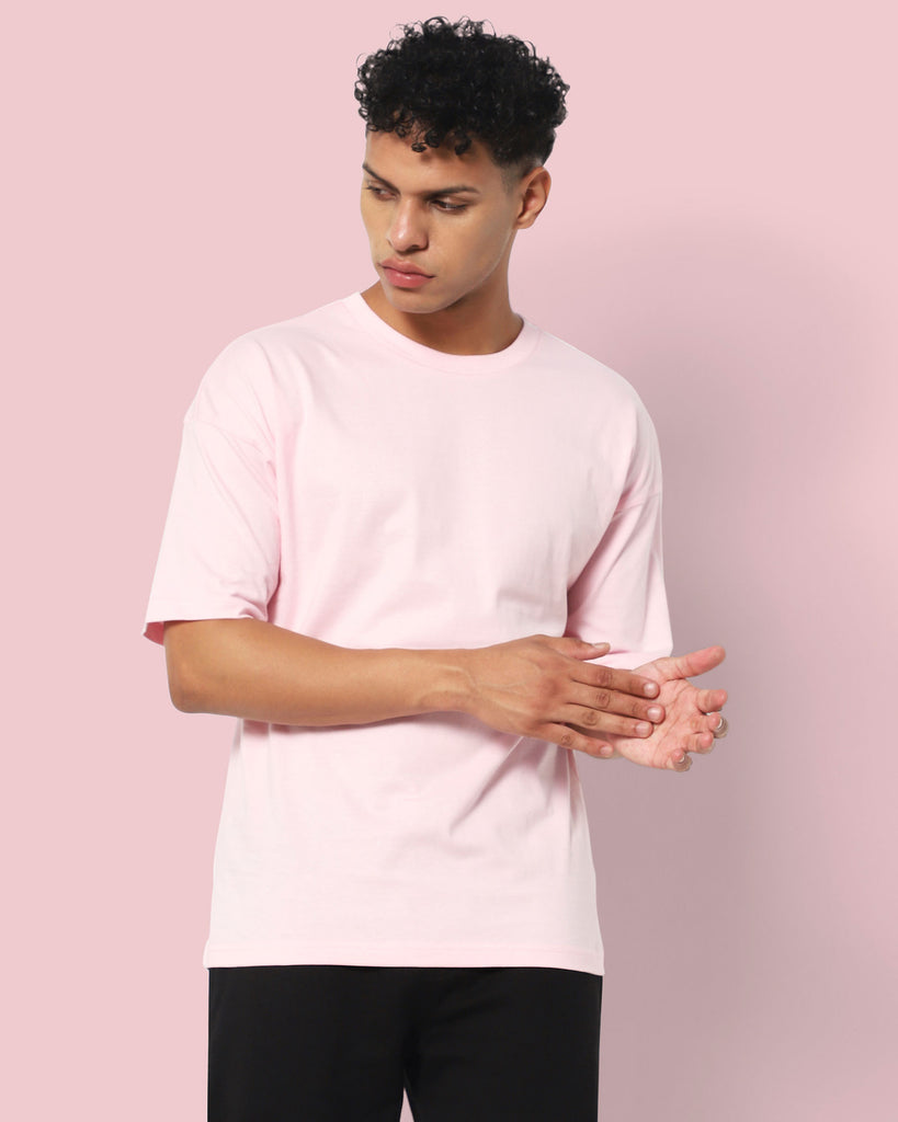 Melangebox Drop Shoulder HW Crew Tee: Baby Pink