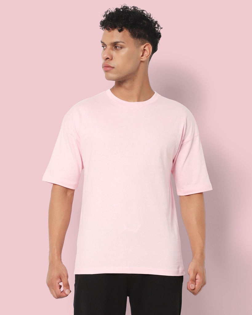 Melangebox Drop Shoulder HW Crew Tee: Baby Pink