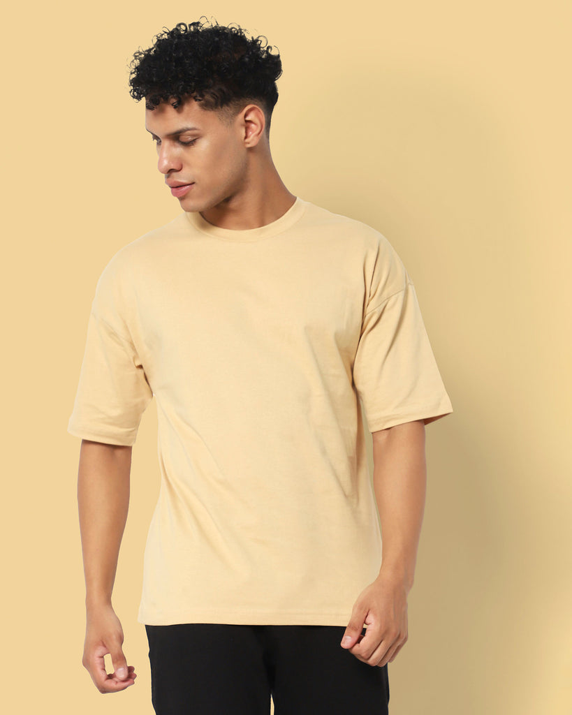 Melangebox Drop Shoulder HW Crew Tee: Butterscotch