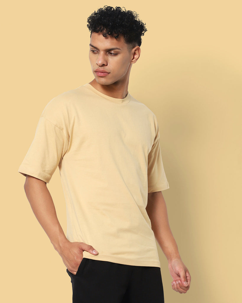 Melangebox Drop Shoulder HW Crew Tee: Butterscotch