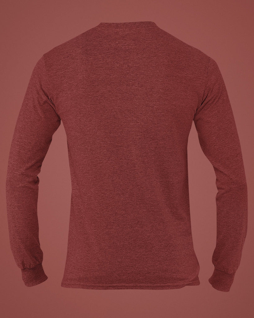 Melangebox Full Sleeves Crew Neck: Maroon Melange