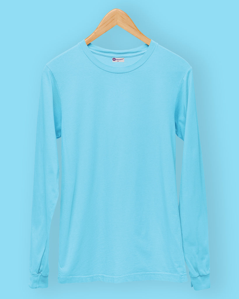 Melangebox Full Sleeves Crew Neck: Aqua Blue