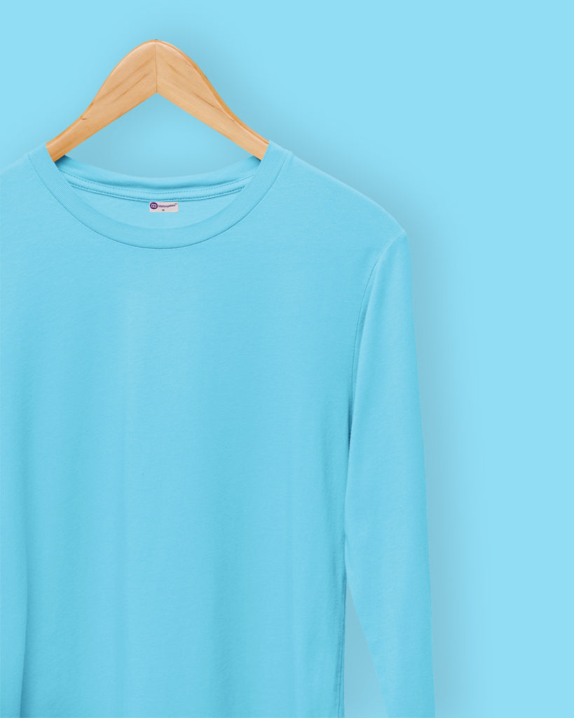 Melangebox Full Sleeves Crew Neck: Aqua Blue