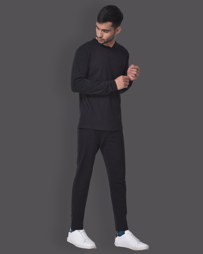 Melangebox Full Sleeves Crew Neck: Forever Black