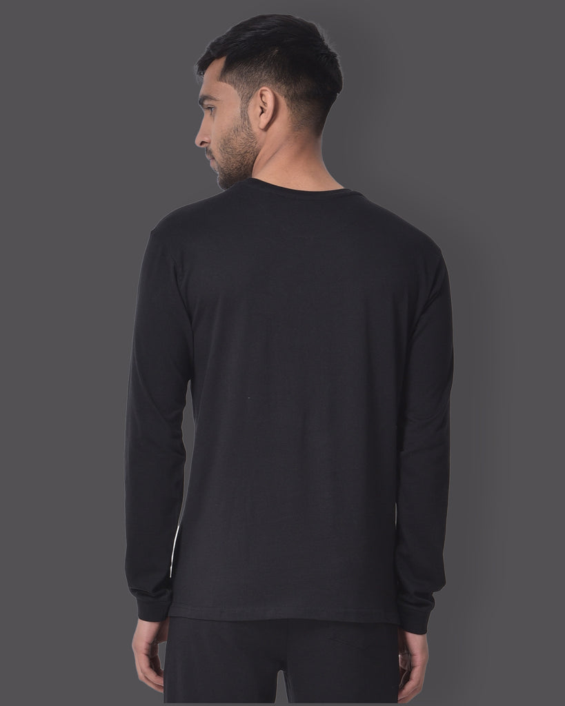 Melangebox Full Sleeves Crew Neck: Forever Black